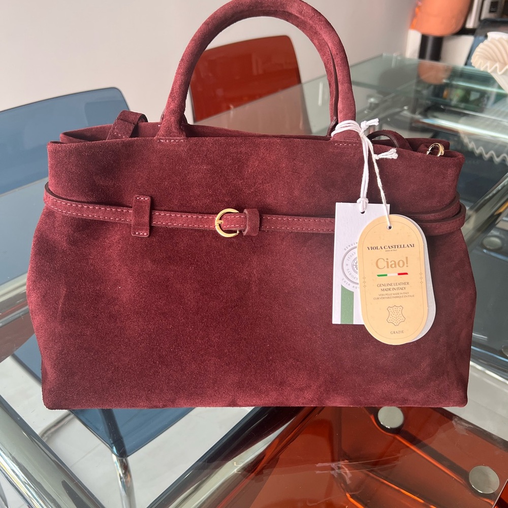 Ciao! Burgundy Suede Satchel
